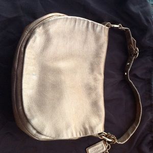 Metallic Gold leather Coach bag